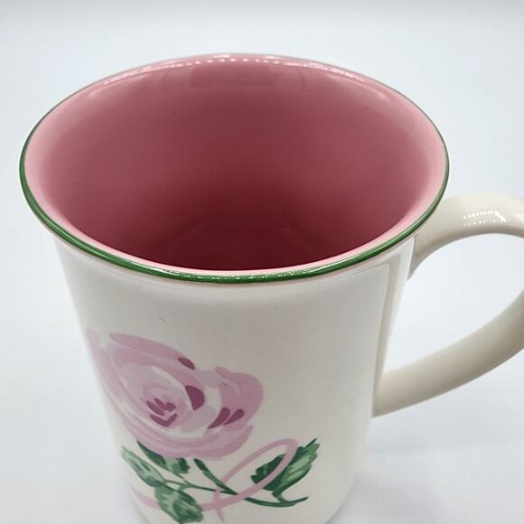 Vintage 1992 Avon Breast Cancer Crusade Pink Ribbon & Flower Ceramic Coffee Mug - Picture 6 of 7